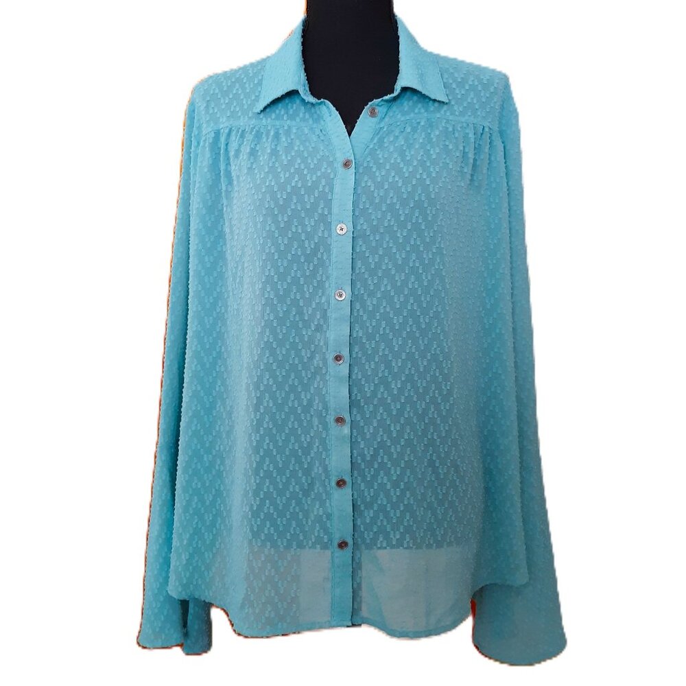 Wrangler Retro Sheer Bell Sleeve Button Up Blouse